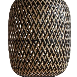 Lámpara de techo colgante Camboya 1XE27 acabado bambú fibras negro y natural estilo nórdico 20cm Ø