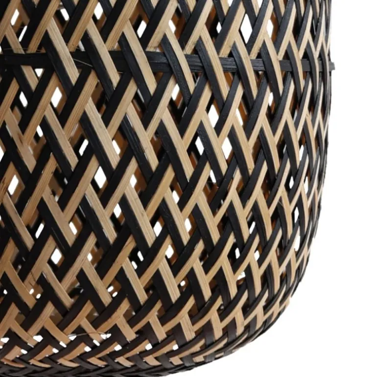 Lámpara de techo colgante Camboya 1XE27 acabado bambú fibras negro y natural estilo nórdico 20cm Ø