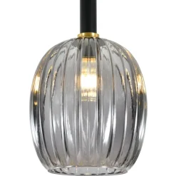 Lámpara de techo colgante Charis 1 luz 1XE27 acabado negro cristal ahumado estilo vintage 30cmØ