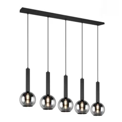 Lámpara de techo colgante Clayton Negro/Fumé 5L 5XE27