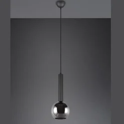 Lámpara de techo colgante Clayton Negro/Fumé 1L 1XE27 20cm Ø