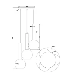 Lámpara de techo colgante Clayton Negro/Fumé 3L 3XE27 45cm Ø