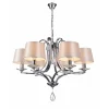 Lámpara de techo colgante Cosmos 6 luces 6xE14 acabado metal cromo pantallas tejido blanco estilo clásico 70cm Ø