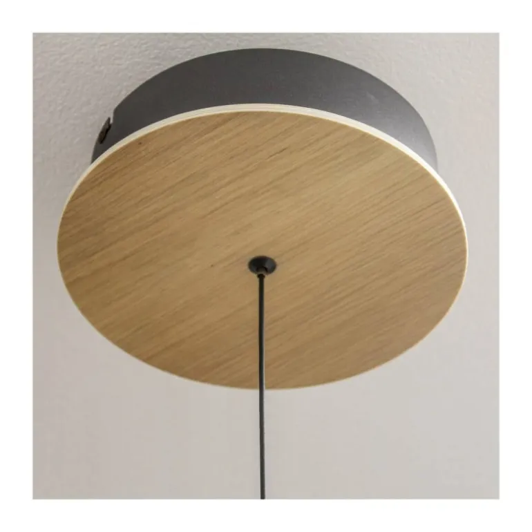 Lámpara de techo colgante Dina LED integrado 50w tonalidad 3000k acabado madera natural estilo nórdico 64cm Ø