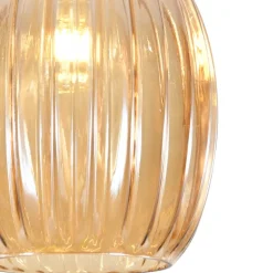 Lámpara de techo colgante Evette 1 luz 1XE27 acabado cuero cristal ámbar estilo vintage 30cm Ø