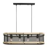 Lámpara de techo colgante Farm 4 luces lineal 4xE27 acabado metal negro y madera natural estilo rústico