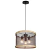 Lámpara de techo colgante Farm 3 luces 3xE27 acabado negro madera natural estilo rústico 40cm Ø