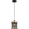 Lámpara de techo colgante Farm 1 luz 1xE27 acabado negro madera natural estilo rústico 20cm Ø