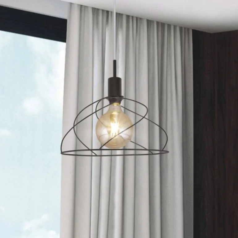 Lámpara de techo colgante Farrel 1 luz 1xE27 acabado metal negro estilo moderno 35cm Ø