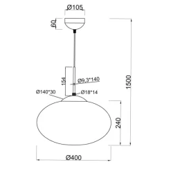 Lámpara de techo colgante Fomento Negro 1XE27 40CMØ