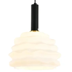Lámpara de techo colgante Freya 1XE27 acabado negro tulipa cristal blanco estilo moderno 30cm Ø