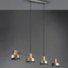 Lámpara de techo colgante Gaya 4 luces 4xE14 acabado madera y metal estilo industrial