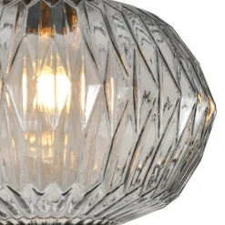 Lámpara de techo colgante Gianna Fumé 1 luz 1XE27 acabado metal negro cristal ahumado estilo vintage 30cm Ø