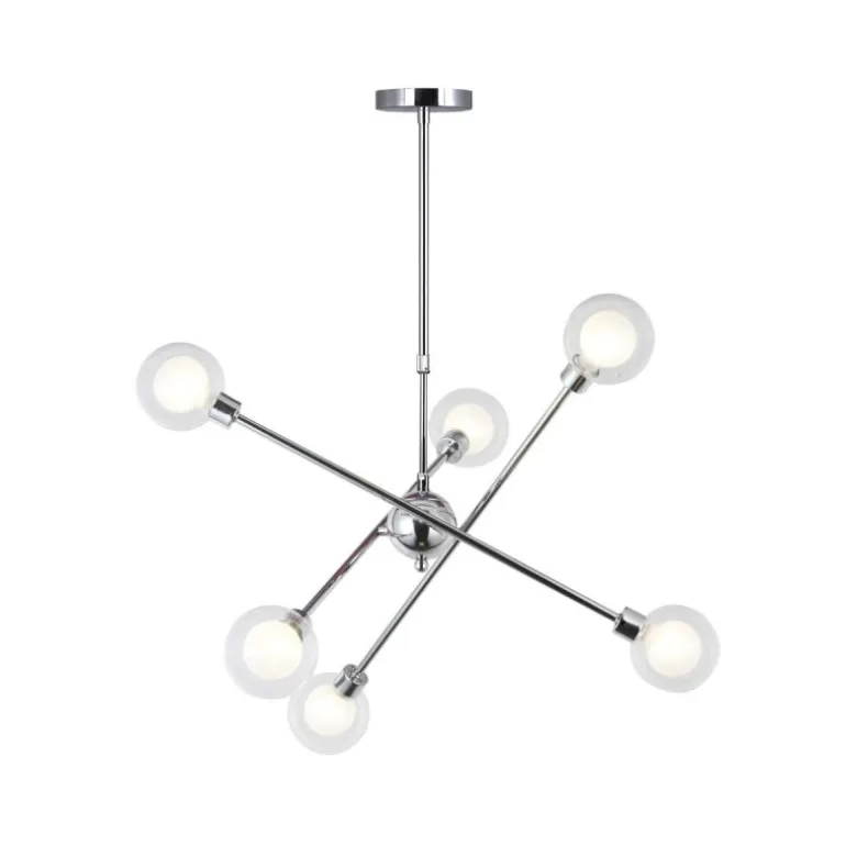 Lámpara de techo colgante Globo 6 luces 6xG9 acabado metal cromo y cristal estilo moderno 65cm Ø