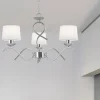 Lámpara de techo colgante Gloria 3 luces 3xE14 acabado metal cromo tejido blanco estilo clásico 55cm ØCromo
