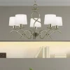 Lámpara de techo colgante Gloria 5 luces 5xE14 acabado metal oro envejecido tejido blanco estilo clásico 58cm Ø
