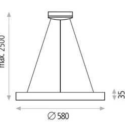 Lámpara de techo colgante Grace LED integrado 50w tonalidad 3000k acabado metal negro estilo moderno 58cm Ø