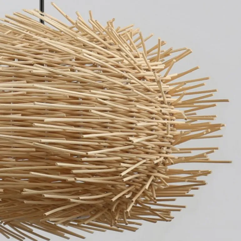 Lámpara de techo colgante Hoz 1XE27 acabado varillas mimbre natural estilo nórdico 40cm Ø