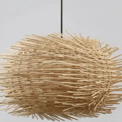 Lámpara de techo colgante Hoz 1XE27 acabado varillas mimbre natural estilo nórdico 40cm Ø
