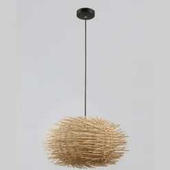 Lámpara de techo colgante Hoz 1XE27 acabado varillas mimbre natural estilo nórdico 40cm Ø