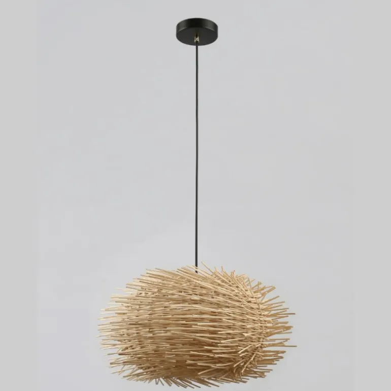 Lámpara de techo colgante Hoz 1XE27 acabado varillas mimbre natural estilo nórdico 40cm Ø