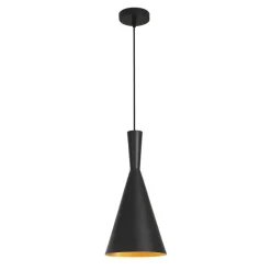Lámpara de techo colgante Iris III 1XE27 acabado metal negro e interior dorado estilo moderno 19cm Ø