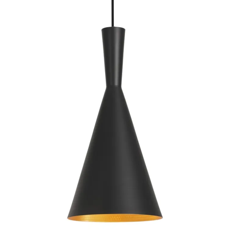 Lámpara de techo colgante Iris III 1XE27 acabado metal negro e interior dorado estilo moderno 19cm Ø