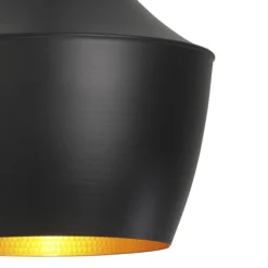 Lámpara de techo colgante Iris II 1XE27 acabado metal negro e interior dorado estilo moderno 24cm Ø