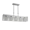 Lámpara de techo colgante Jaula 5 luces 5xE27 acabado metal plata tulipas cristal mate estilo moderno