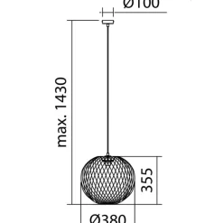 Lámpara de techo colgante Kenia 1 luz 1xE27 acabado bambú natura/negro trenzado estilo nórdico 38cm Ø