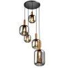 Lámpara de techo colgante Krumlov 5 luces 5XE27 estilo moderno acabado negro y dorado 49.5cm Ø