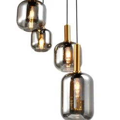 Lámpara de techo colgante Krumlov 5 luces 5XE27 estilo moderno acabado negro y dorado 49.5cm Ø