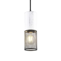 Lámpara de techo colgante 1L Blanco/ Rejilla Negro 1XE27