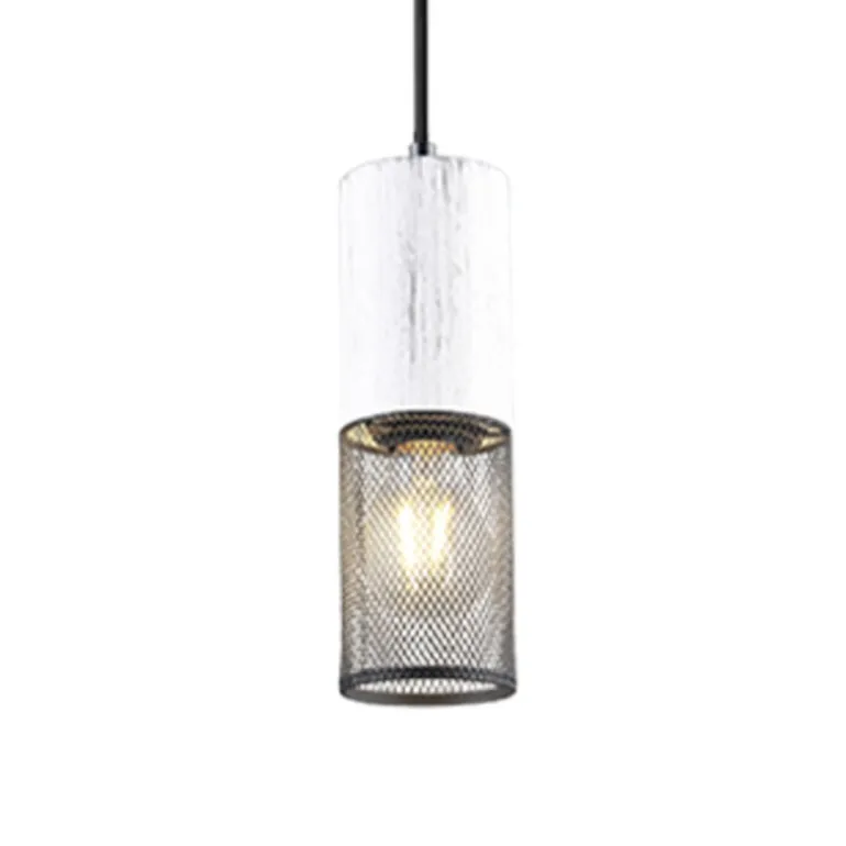 Lámpara de techo colgante 1L Blanco/ Rejilla Negro 1XE27