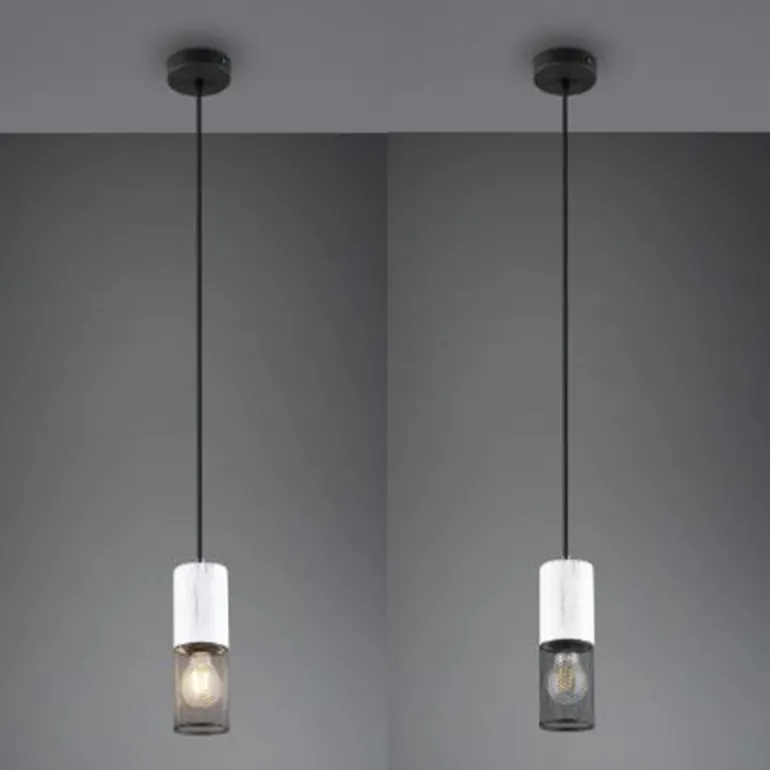 Lámpara de techo colgante 1L Blanco/ Rejilla Negro 1XE27