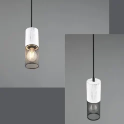 Lámpara de techo colgante 1L Blanco/ Rejilla Negro 1XE27