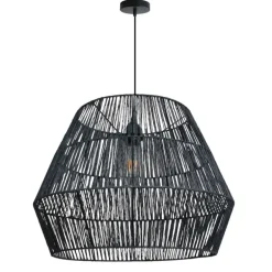 Lámpara de techo colgante Leave 1xE27 acabado fibra natural negro estilo rústico 50cm Ø