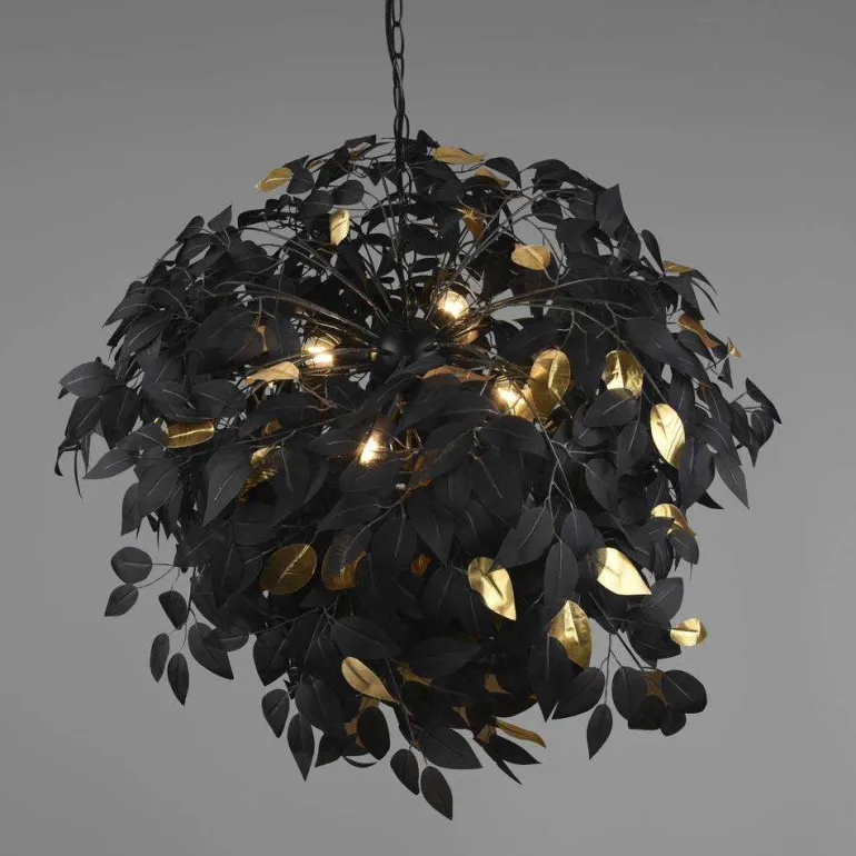 Lámpara de techo colgante Leavy 4xE14 acabado negro estilo moderno 70cm Ø