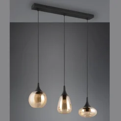 Lámpara de techo colgante Lumina 3L Negro/ Ámbar 3XE14