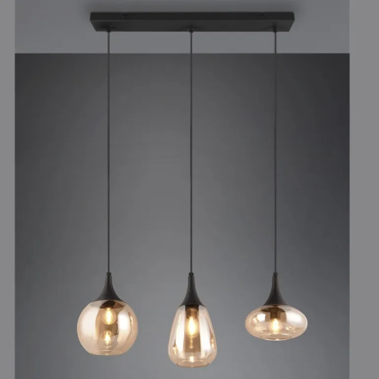 Lámpara de techo colgante Lumina 3L Negro/ Ámbar 3XE14
