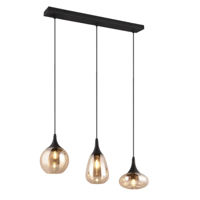 Lámpara de techo colgante Lumina 3L Negro/ Ámbar 3XE14