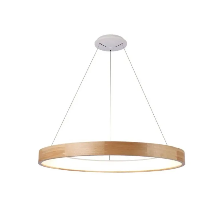 Lámpara de techo colgante Mad LED integrado 56w tonalidad 3000k acabado madera natura estilo moderno 92cm Ø