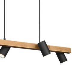 Lámpara de techo colgante Marley Madera/Negro 4L 4XGU10 80cm Ancho