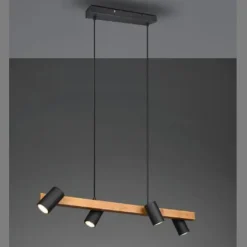 Lámpara de techo colgante Marley Madera/Negro 4L 4XGU10 80cm Ancho