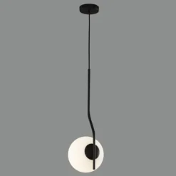 Lámpara de techo colgante Maui 1 luz 1xE27 acabado metal negro cristal blanco opal estilo moderno 21cm Ø