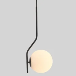 Lámpara de techo colgante Maui 1 luz 1xE27 acabado metal negro cristal blanco opal estilo moderno 21cm Ø