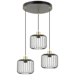 Lámpara de techo colgante Mauna 3 luces acabado negro y oro envejecido 3XE27 estilo moderno 35cm Ø