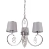 Lámpara de techo colgante Mina 3 luces 3xE14 acabado metal níquel pantallas tejido plata estilo clásico 50cm Ø