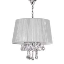 Lámpara de techo colgante Miramar Plata 4xE14 acabado metal cromo pantalla hilo plata estilo clásico 40cm Ø