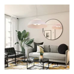 Lámpara de techo colgante Mirta LED integrado 60w tonalidad 3000k acabado aluminio blanco estilo moderno 65cm Ø